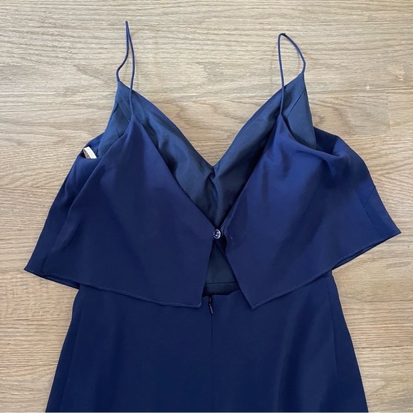 Jenny Yoo Navy Drape Spaghetti Strap Chiffon Bridesmaid Dress Size 4 - Picture 7 of 16